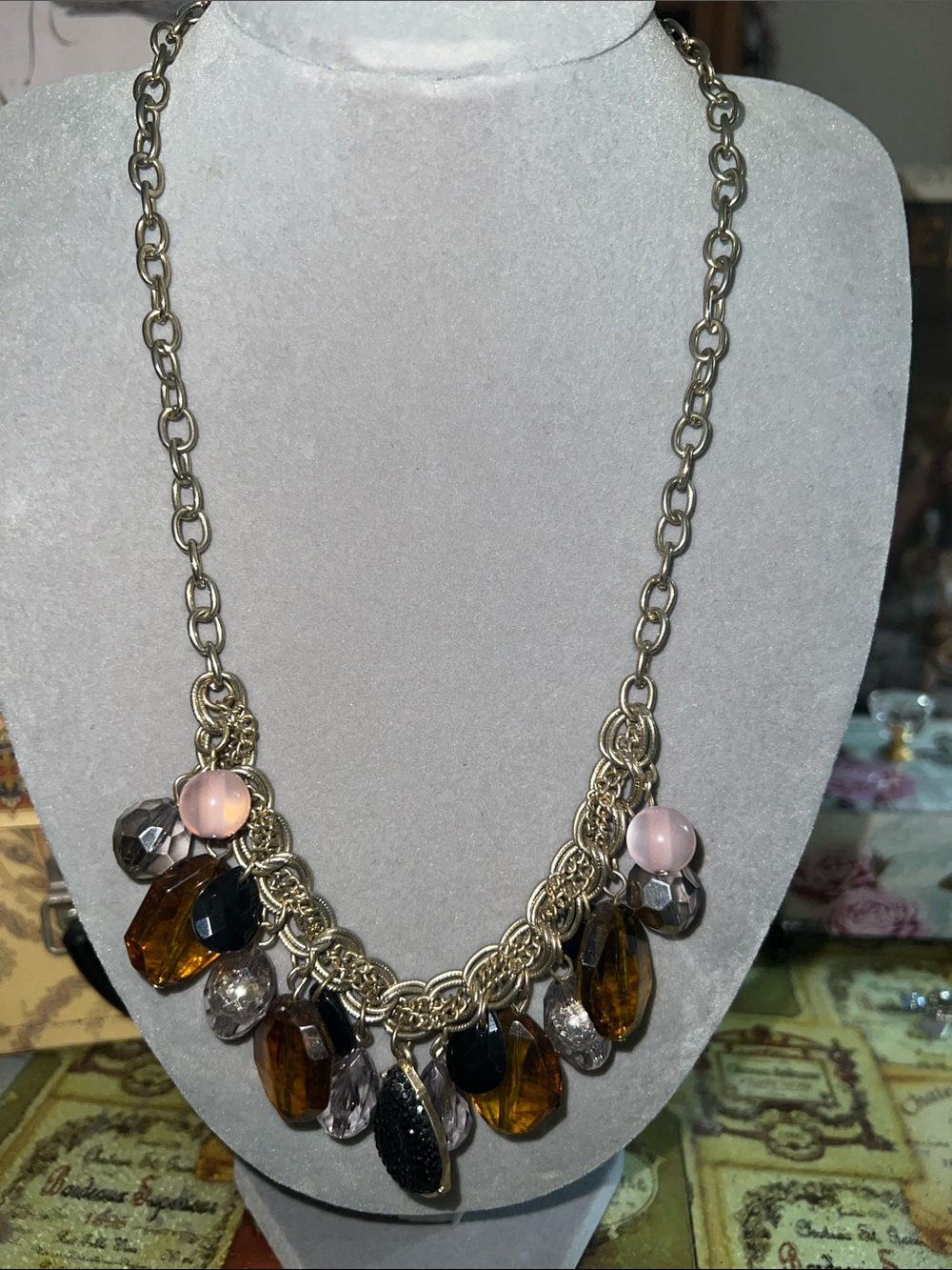 Fashion Statement Multi-Color Gemstone Chain Necklace